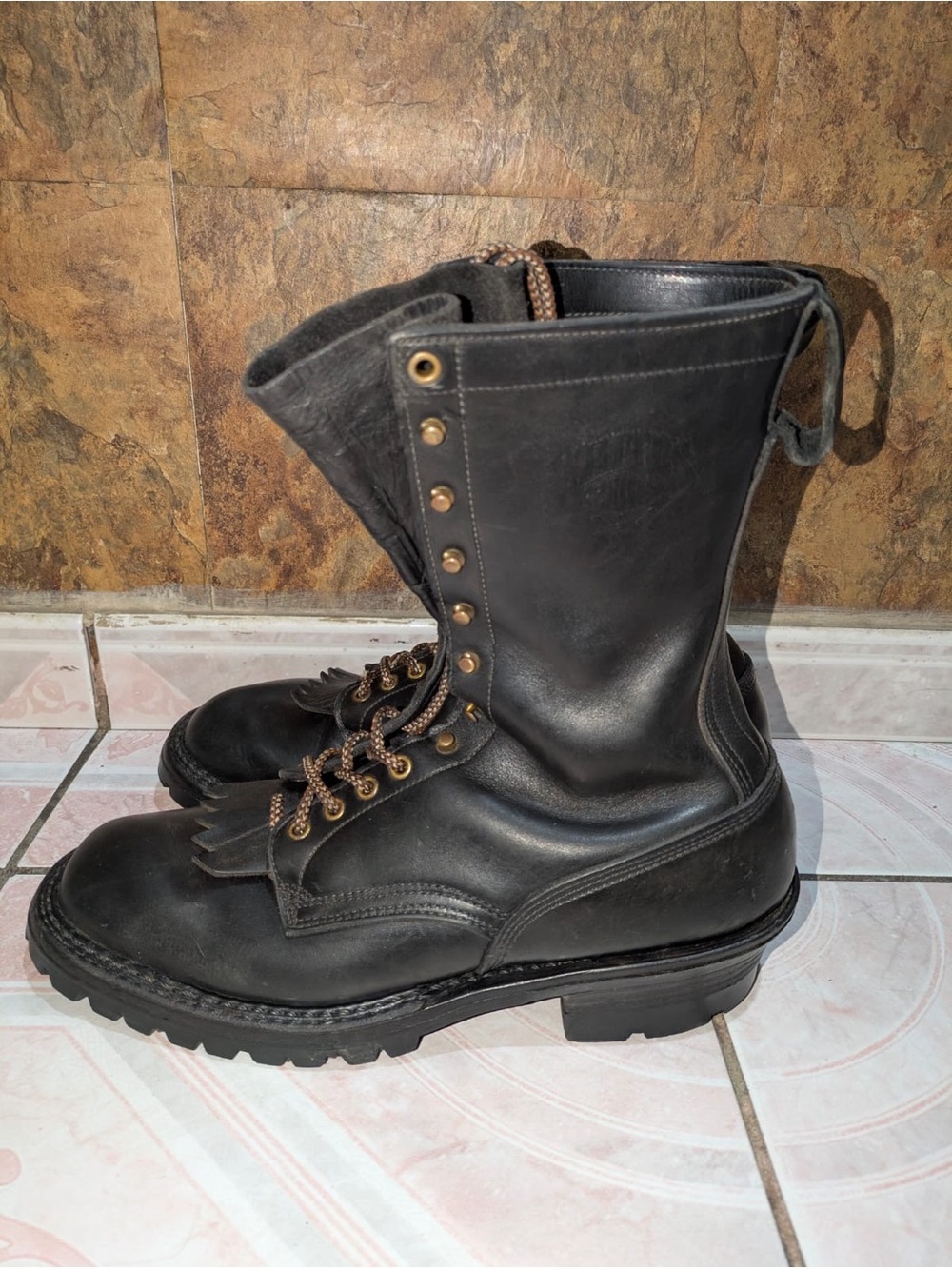 WHITE’S BOOTS Black Smokejumper Lace-Up Leather Work Logger Boots Sz 12 E